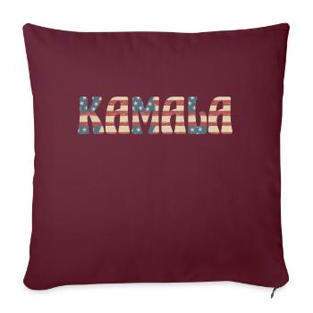 Kamala Drapeau américain dans le texte - Housse de coussin décorative 45 x 45 cm - bordeaux - Devant