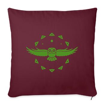 Hibou - Oiseau - Conservation de la nature - Amoureux des animaux - Housse de coussin décorative 45 x 45 cm - bordeaux - Devant