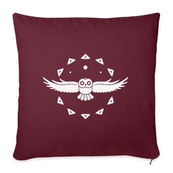 Hibou - Oiseau - Conservation de la nature - Amoureux des animaux - Housse de coussin décorative 45 x 45 cm - bordeaux - Devant