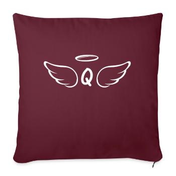 Lettre q ailes d’ange - Housse de coussin décorative 45 x 45 cm - bordeaux - Devant