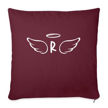 Lettre r ailes d’ange - Housse de coussin décorative 45 x 45 cm - bordeaux - Devant
