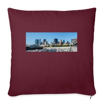 Vue panoramique sur les toits de Montréal depuis le port - Housse de coussin décorative 45 x 45 cm - bordeaux - Devant