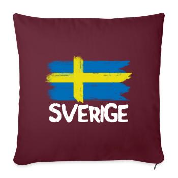 Drapeau suédois Sverige Cool Drapeau vintage - - Housse de coussin décorative 45 x 45 cm - bordeaux - Devant