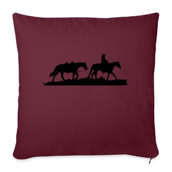 Motif cavalier occidental - Housse de coussin décorative 45 x 45 cm - bordeaux - Devant