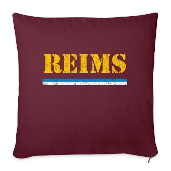 Reims / Schriftzug & Flagge - VINTAGE - Sofakissenbezug 45 x 45 cm - Burgunderrot - Vorne