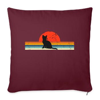 Cat Vintage Retro Sonnenuntergang - Sofakissenbezug 45 x 45 cm - Burgunderrot - Vorne