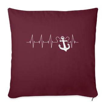 Heartbeat anchor captain sailing boat gift - Sofa pillowcase 17,3'' x 17,3'' (45 x 45 cm) - burgundy - Front