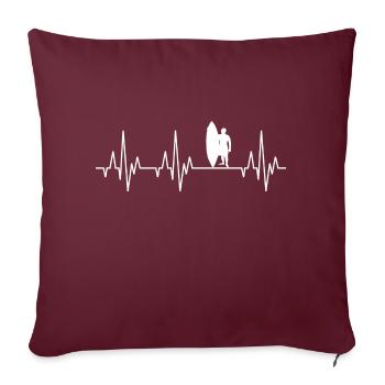 Heartbeat Surf Surfers Surfboard surfant - Housse de coussin décorative 45 x 45 cm - bordeaux - Devant