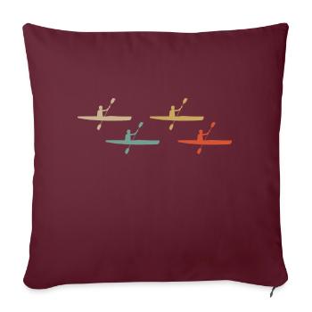 Retro style canoë canoë bateau d'aviron - Housse de coussin décorative 45 x 45 cm - bordeaux - Devant