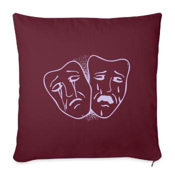 Trauer hinter Masken - Sofakissenbezug 45 x 45 cm - Burgunderrot - Vorne