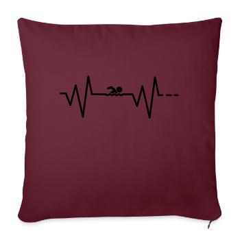 Battement de coeur natation / natation / sports / loisirs - Housse de coussin décorative 45 x 45 cm - bordeaux - Devant