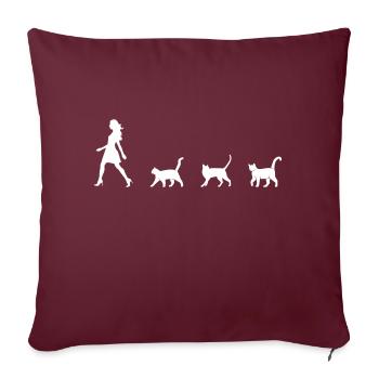 Femme avec des chats Followers drôle de silhouette de chat - Housse de coussin décorative 45 x 45 cm - bordeaux - Devant