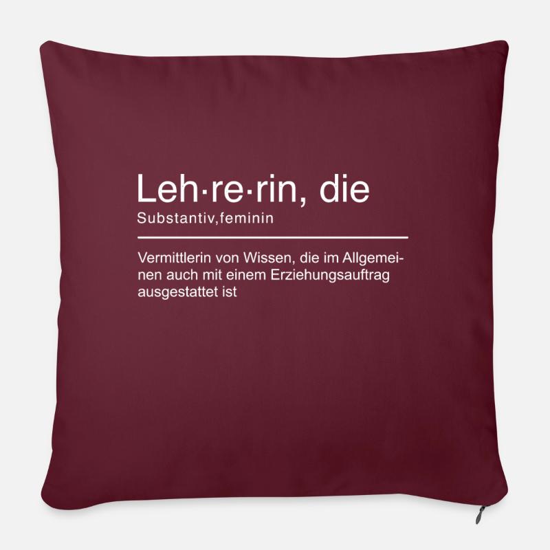 Lehrerin Duden spruch Lustig Weiß - Sofakissenbezug 45 x 45 cm - Burgunderrot