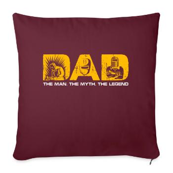 Papa L’Homme Le Mythe La Légende – Père Fier - Housse de coussin décorative 45 x 45 cm - bordeaux - Devant