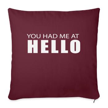 Tu m’as eu au Hello - Housse de coussin décorative 45 x 45 cm - bordeaux - Devant