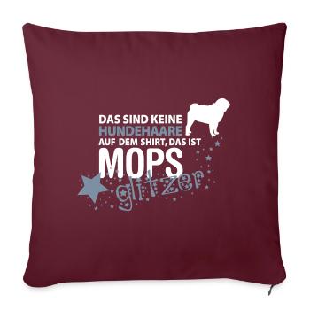 Mops Glitzer - Sofakissenbezug 45 x 45 cm - Burgunderrot - Vorne
