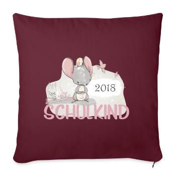 Ecolier 2018 inscription fille de la souris - Housse de coussin décorative 45 x 45 cm - bordeaux - Devant