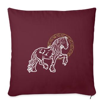Friese Pferd Stolz Lustig Kreis Goldring Geschenk - Sofakissenbezug 45 x 45 cm - Burgunderrot - Vorne