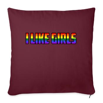 J'aime les filles LGBTQ Lesbian Pride Rainbow Gift - Housse de coussin décorative 45 x 45 cm - bordeaux - Devant