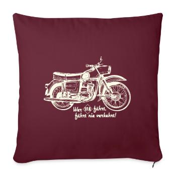 DDR Oldtimer Motorrad - emz Trophy IFA - Sofakissenbezug 45 x 45 cm - Burgunderrot - Vorne