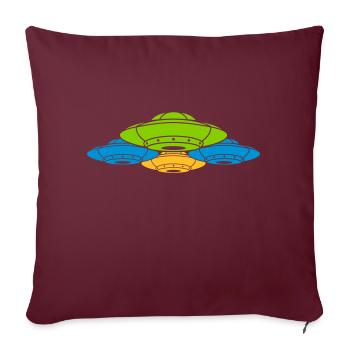 Bunter Verbund UFOs Geschwader - Sofakissenbezug 45 x 45 cm - Burgunderrot - Vorne