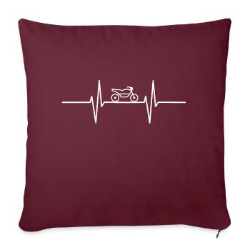 Battement de cœur avec vadrouille / moto - Housse de coussin décorative 45 x 45 cm - bordeaux - Devant