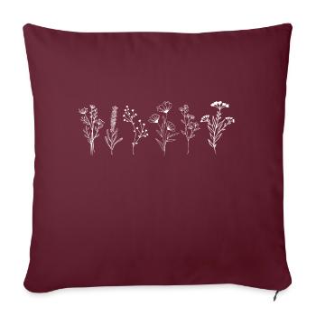 Wildblumen-Strauß - Sofakissenbezug 45 x 45 cm - Burgunderrot - Vorne