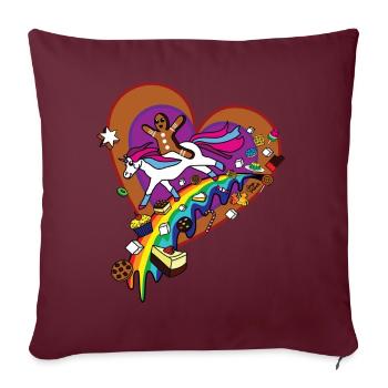 Sucre Unicorn pain d'épice arc-en- - Housse de coussin décorative 45 x 45 cm - bordeaux - Devant