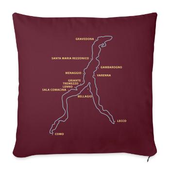 Lac de Côme avec endroits - Lac de Côme - Housse de coussin décorative 45 x 45 cm - bordeaux - Devant