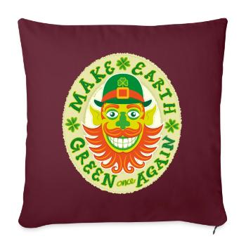 Portrait de lutin hipster de Saint-Patrick - Housse de coussin décorative 45 x 45 cm - bordeaux - Devant