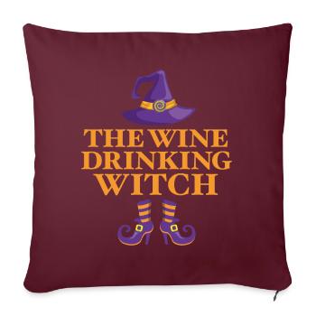 Die Wein trinkende Hexe - Sofakissenbezug 45 x 45 cm - Burgunderrot - Vorne