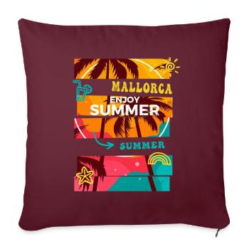 Majorque Été Soleil Plage Palmiers de Mer Vacances - Housse de coussin décorative 45 x 45 cm - bordeaux - Devant