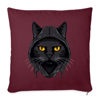 Tête de chat Noir Chat Bombay Chat heureux Chats - Housse de coussin décorative 45 x 45 cm - bordeaux - Devant
