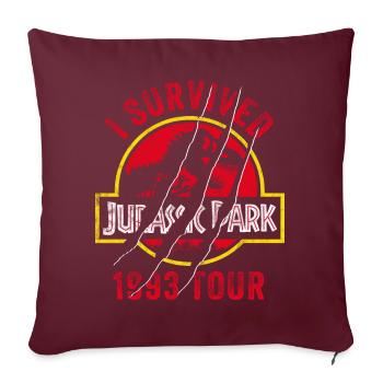 Jurassic Park Zerkraztes Logo I Survived 1993 Tour - Sofakissenbezug 45 x 45 cm - Burgunderrot - Vorne