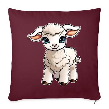 Mignon petit agneau - Housse de coussin décorative 45 x 45 cm - bordeaux - Devant