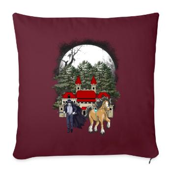 Conte de fées Fantasy Médiéval Chevalier Forteresse Château - Housse de coussin décorative 45 x 45 cm - bordeaux - Devant