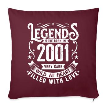 Légendaire Depuis 2001 Né en 2001 Cadeau 2001 - Housse de coussin décorative 45 x 45 cm - bordeaux - Devant