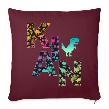 KIAN - Schöner Jungen Name mit Dinosaurier - Sofakissenbezug 45 x 45 cm - Burgunderrot - Vorne