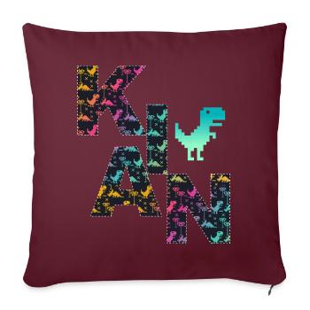 KIAN - Schöner Jungen Name mit Dinosaurier - Sofakissenbezug 45 x 45 cm - Burgunderrot - Vorne