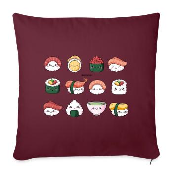 Kawaii sushi - Sofa pillowcase 17,3'' x 17,3'' (45 x 45 cm) - burgundy - Front