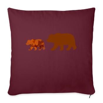 Ours marchant - Housse de coussin décorative 45 x 45 cm - bordeaux - Devant