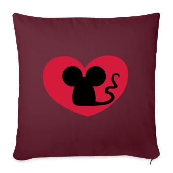 Verliebte Maus / Mouse in love / souris amoureuse - Sofakissenbezug 45 x 45 cm - Burgunderrot - Vorne