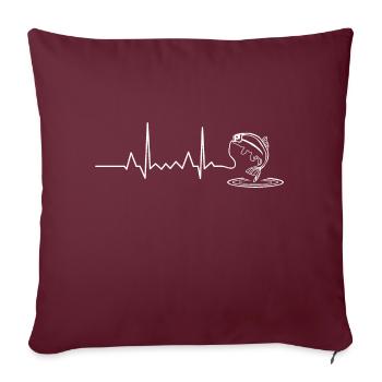 Poisson pulsé ECG de battement de coeur de pêche - Housse de coussin décorative 45 x 45 cm - bordeaux - Devant