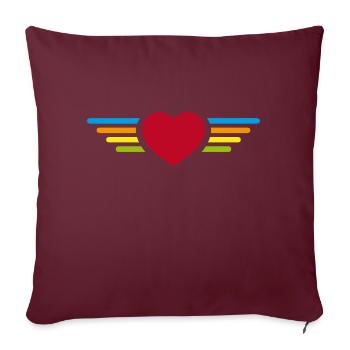 Cœur d’ailes - Housse de coussin décorative 45 x 45 cm - bordeaux - Devant