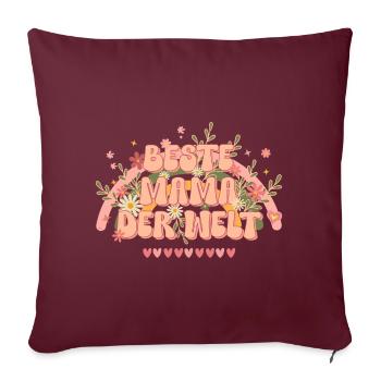 Muttertag Beste Mama der Welt Geschenk groovy 70er - Sofakissenbezug 45 x 45 cm - Burgunderrot - Vorne