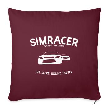 Cadeau de course Sim pour les fans de jeux de course et les joueurs - Housse de coussin décorative 45 x 45 cm - bordeaux - Devant