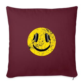 Casque de musique sourire - Housse de coussin décorative 45 x 45 cm - bordeaux - Devant