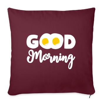Bonjour Oeufs au plat Petit déjeuner - Housse de coussin décorative 45 x 45 cm - bordeaux - Devant