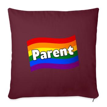 Gay Pride gay papa lesbienne maman gay parents LBGTQ - Housse de coussin décorative 45 x 45 cm - bordeaux - Devant