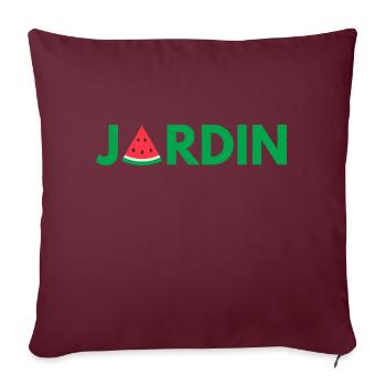 JARDIN logo pastèque vert été soleil fruit - Housse de coussin décorative 45 x 45 cm - bordeaux - Devant